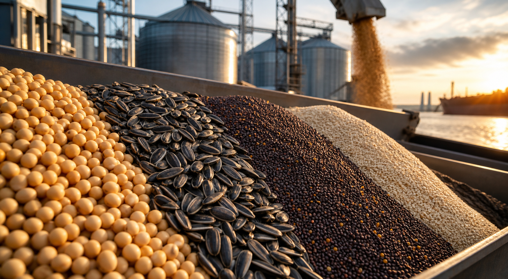 Soybeans, sunflower seeds and rapeseed